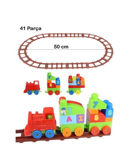 Play Blox Oyuncak Tren Seti 41 Parça Sayılar ve Alfabe Treni Parlak Renkler Mega Blok Seti 2403