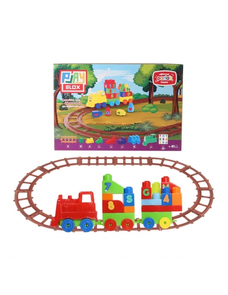 Play Blox Oyuncak Tren Seti 41 Parça Sayılar ve Alfabe Treni Parlak Renkler Mega Blok Seti 2403