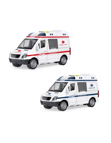 1:16 Sürtmeli Sesli Işıklı Ambulans Ve Polis Arabası