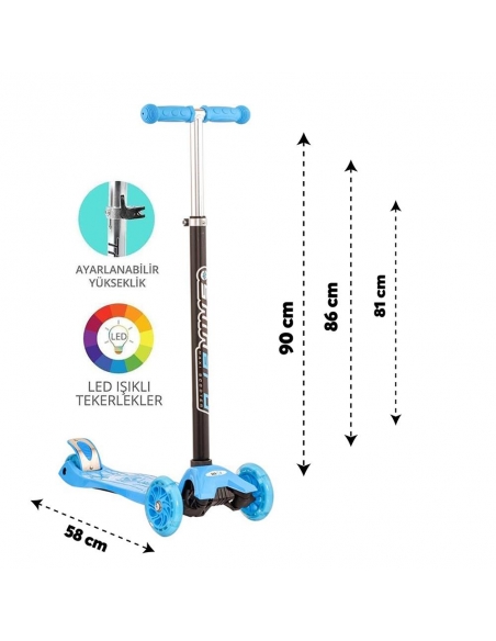 Torutoys Mavi Twist Işıklı Scooter Kırmızı