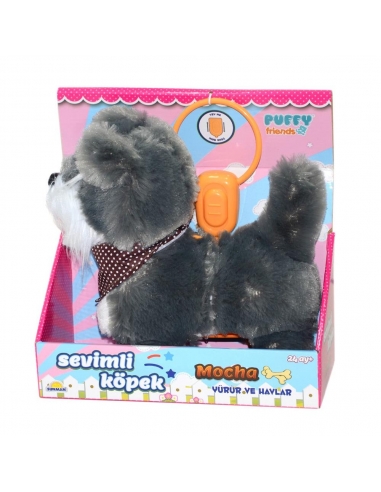 S00002859 YÜRÜYEN SEVİMLİ PELUŞ KÖPEK GRİ-SUN