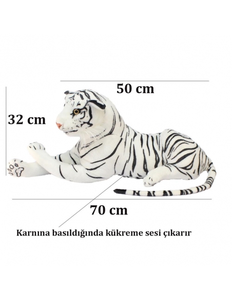 Sesli Beyaz Kaplan Peluş Oyuncak 70 cm