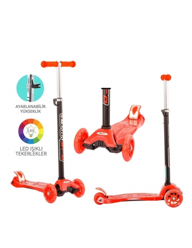 Torutoys Kırmızı Twist Işıklı Scooter Kırmızı