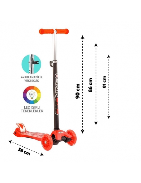 Torutoys Kırmızı Twist Işıklı Scooter Kırmızı